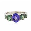 Image 1 : 14KT White Gold 1.08ct Tanzanite and Green Chrysoberyl Ring