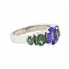 Image 2 : 14KT White Gold 1.08ct Tanzanite and Green Chrysoberyl Ring