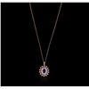 Image 2 : 14KT Rose Gold 4.23ct Tanzanite, Ruby and Diamond Pendant With Chain