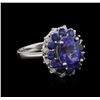 Image 2 : 3.56ct Tanzanite, Sapphire and Diamond Ring - 14KT White Gold
