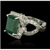 Image 2 : 14KT White Gold 6.63ct Emerald and Diamond Ring