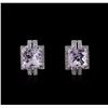 Image 1 : 14KT White Gold 4.74ctw Amethyst and Diamond Earrings