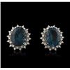 Image 1 : 14KT White Gold 17.00ctw Blue Topaz and Diamond Earrings