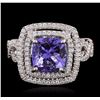 Image 1 : 18KT White Gold 3.33ct Tanzanite and Diamond Ring