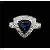 Image 1 : 18KT White Gold 2.25ct Sapphire and Diamond Ring