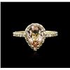 Image 1 : 14KT Yellow Gold 1.29ct Morganite and Diamond Ring