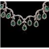 Image 2 : 14KT White Gold 6.50ctw Emerald and Diamond Necklace