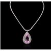 Image 2 : 14KT White Gold 80.08ct Kunzite and Diamond Pendant With Chain