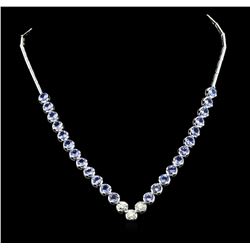 14KT White Gold 16.08ctw Tanzanite and Diamond Necklace