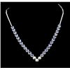 Image 1 : 14KT White Gold 16.08ctw Tanzanite and Diamond Necklace