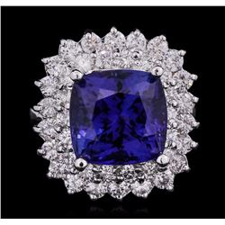 14KT White Gold GIA Certified 8.39ct Tanzanite and Diamond Ring