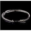 Image 3 : 3.60ctw Sapphire and Diamond Bangle Bracelet - 14KT White Gold