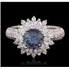 Image 1 : 14KT White Gold 1.67ct Tanzanite and Diamond Ring