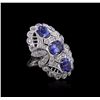 Image 2 : 14KT White Gold 3.96ctw Tanzanite and Diamond Ring