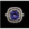 Image 1 : 14KT White Gold 3.98ct Tanzanite and Diamond Ring