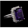 Image 2 : 14KT White Gold 11.22ct Amethyst and Diamond Ring