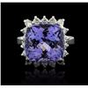 Image 1 : 14KT White Gold 8.63ct Tanzanite and Diamond Ring
