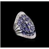 Image 2 : 14KT White Gold 7.25ctw Sapphire and Diamond Ring