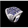 Image 3 : 14KT White Gold 7.25ctw Sapphire and Diamond Ring