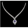 Image 1 : 14KT White Gold 2.57ct Tanzanite and Diamond Necklace