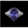 Image 1 : 4.10ct Tanzanite and Diamond Ring - 14KT White Gold