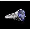 Image 2 : 4.10ct Tanzanite and Diamond Ring - 14KT White Gold