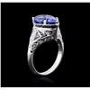 Image 3 : 4.10ct Tanzanite and Diamond Ring - 14KT White Gold
