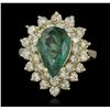 Image 1 : 14KT Yellow Gold 2.27ct Emerald and Diamond Ring