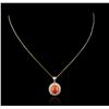 Image 2 : 14KT Rose Gold 5.58ct Coral and Diamond Pendant With Chain