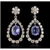 Image 1 : 14KT White Gold 7.22ct Tanzanite and Diamond Earrings