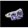 Image 2 : 6.18ctw Tanzanite and Diamond Ring - 18KT White Gold