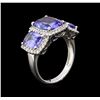 Image 3 : 6.18ctw Tanzanite and Diamond Ring - 18KT White Gold