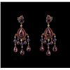Image 1 : Ralph Lauren 54.06ctw Multi Gemstone and Diamond Earrings - 18KT Rose Gold