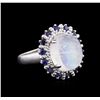 Image 2 : 14KT White Gold 6.34ct Blue Moonstone and Blue Sapphire Ring