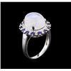 Image 3 : 14KT White Gold 6.34ct Blue Moonstone and Blue Sapphire Ring