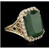 Image 2 : 14KT Yellow Gold 15.27ct Emerald and Diamond Ring