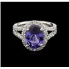 Image 1 : 3.00ct Tanzanite and Diamond Ring - 14KT White Gold