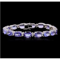 14KT White Gold 22.56ctw Tanzanite and Diamond Bracelet