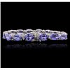 Image 2 : 14KT White Gold 22.56ctw Tanzanite and Diamond Bracelet