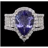 Image 1 : 14KT White Gold 4.81ct Tanzanite and Diamond Ring
