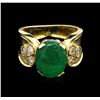 Image 1 : 4.17ct Emerald and Diamond Ring - 18KT Yellow Gold