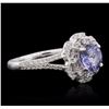 Image 2 : 14KT White Gold 1.31ct Tanzanite and Diamond Ring