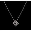 Image 1 : 0.97ctw Diamond Pendant With Chain - 14KT White Gold