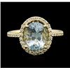 Image 1 : 14KT Yellow Gold 2.62ct Aquamarine and Diamond Ring