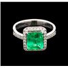 Image 1 : 1.78ct Emerald and Diamond Ring - 18KT White Gold