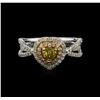 Image 1 : 0.65ctw Fancy Diamond Ring - 14KT White Gold
