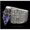 Image 2 : 18KT White Gold 3.25ct Tanzanite and Diamond Ring