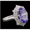 Image 2 : 14KT White Gold 5.20ct Tanzanite and Diamond Ring