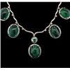Image 2 : 93.30ctw Emerald, Tsavorite, Sapphire and Diamond Necklace - 18KT White Gold