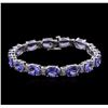 Image 1 : 14KT White Gold 27.90ctw Tanzanite and Diamond Bracelet